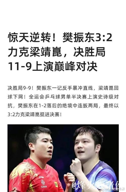 樊振东3-2逆转梁靖崑 上海胜河北晋级男团半决赛 樊振东3-2逆转梁靖崑 上海胜河北晋级男团半决赛